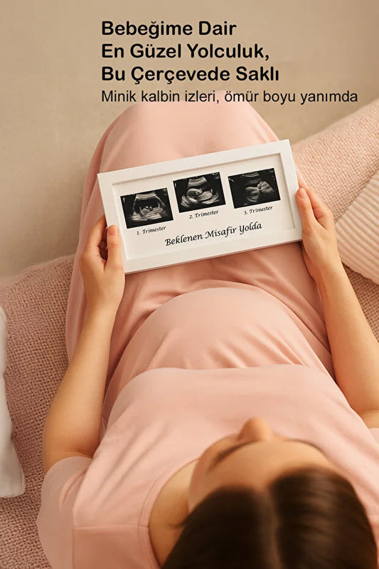 Bebek Ultrason Fotoğraf Çerçevesi 3'lü Triemester, Sonogram Anı Çerçevesi, Yeni Anne Hamile