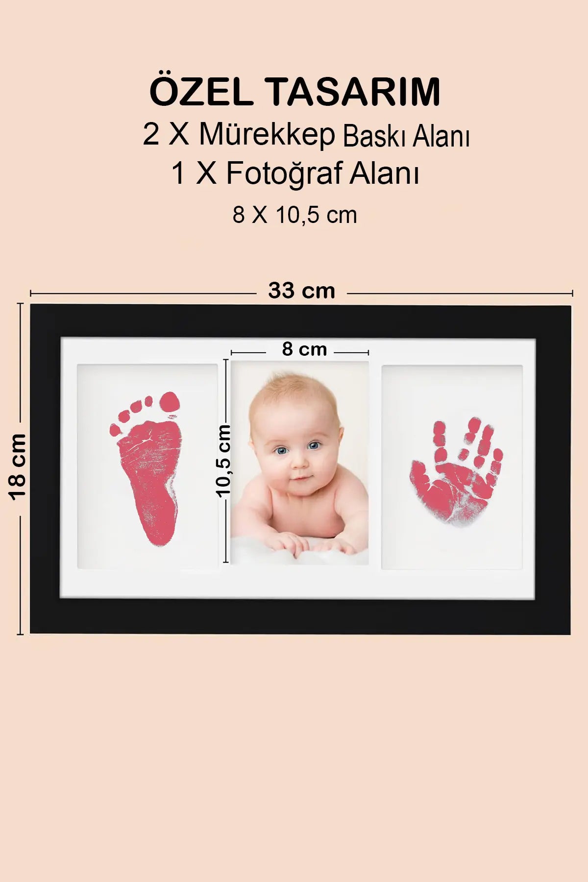 Kız Bebek Fotoğraf Çerçevesi, Pati Ayak El İzi Seti, Temassız Mürekkep Kiti, Baby Shower Hediyeleri