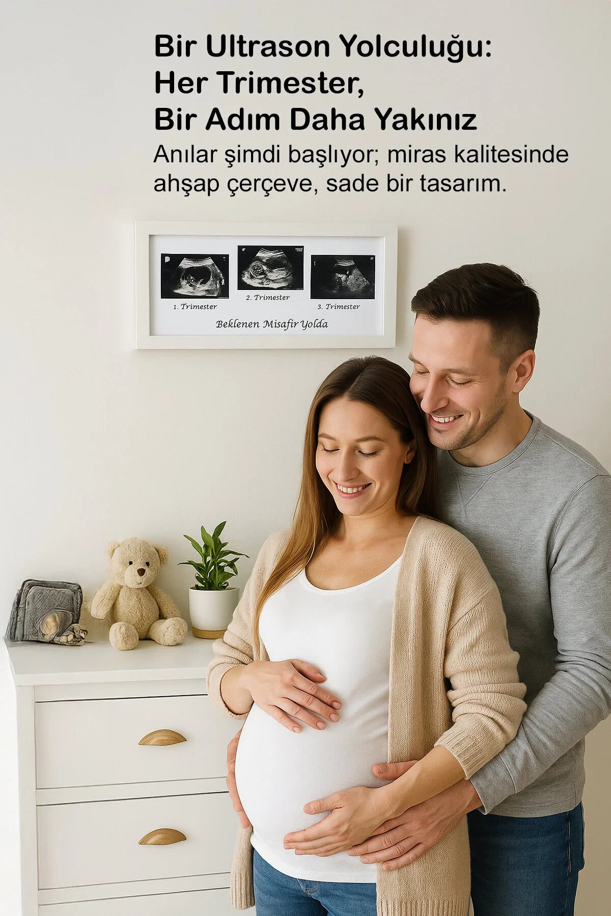Bebek Ultrason Fotoğraf Çerçevesi 3'lü Triemester, Sonogram Anı Çerçevesi, Yeni Anne Hamile