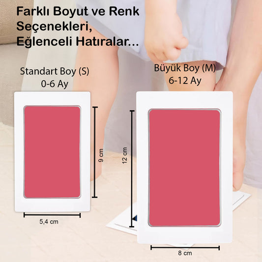 Pembe Temassız Bebek El ve Ayak İzi, Mürekkep & Pati Baskı Seti, Yeni Doğan Kız Bebek Hediyesi