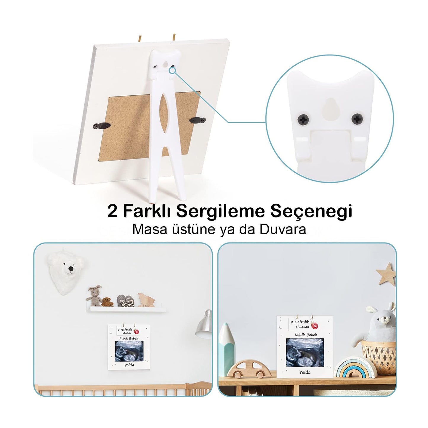 Ultrason Fotoğraf Çerçevesi | Haftalık Hamilelik Kartları | Hediyelik Gebelik Takibi Anı Çerçevesi