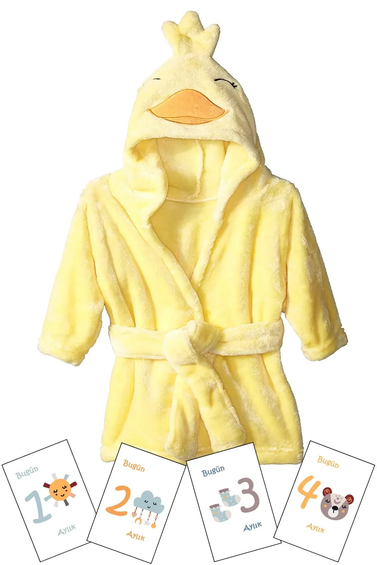 Bebek Hediyelik Yenidoğan Bornoz %100 Pamuk Ve Aylık Konsept Anı Kart 12'li, Kız Baby Shower Hediye