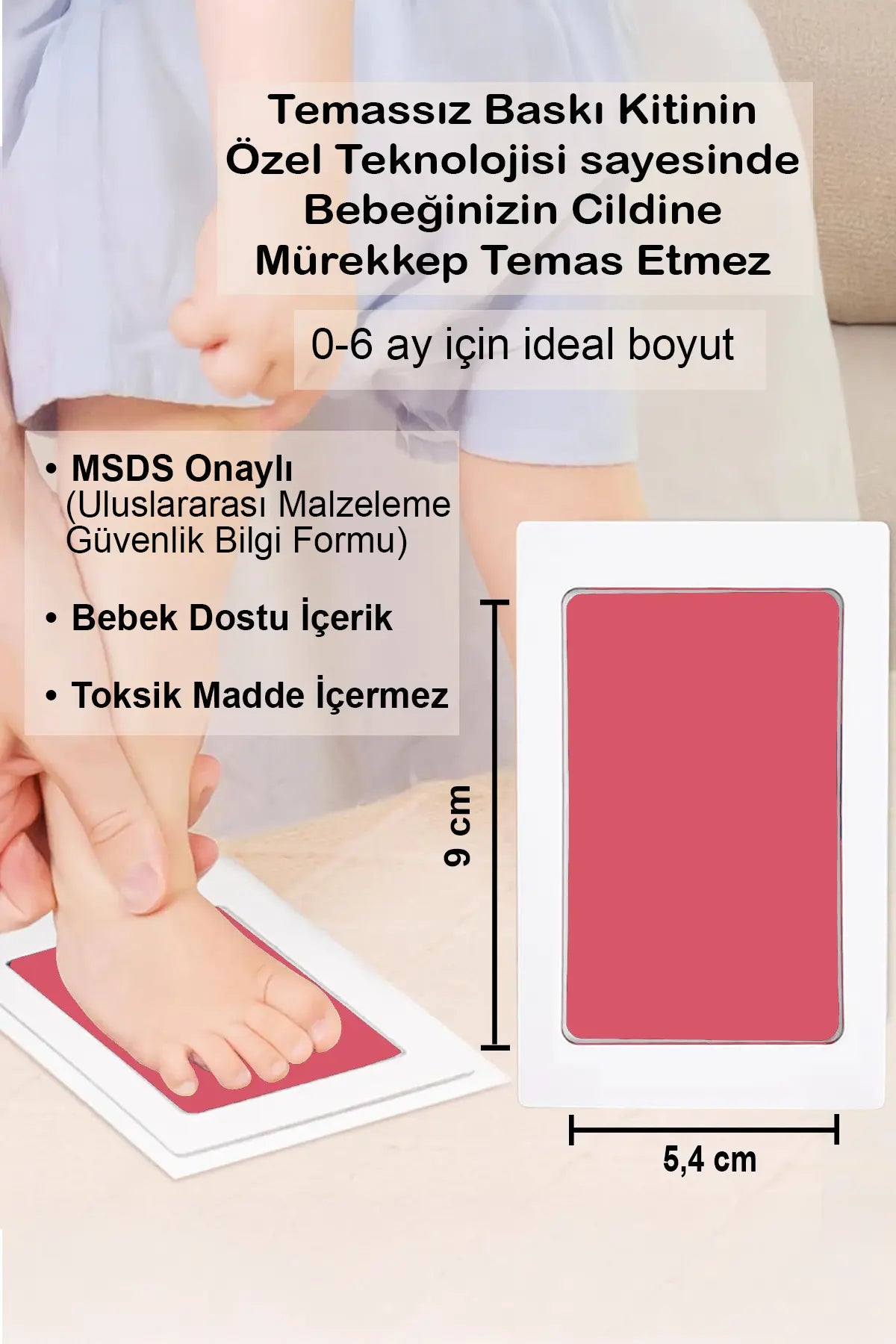 Kız Bebek Fotoğraf Çerçevesi, Pati Ayak El İzi Seti, Temassız Mürekkep Kiti, Baby Shower Hediyeleri