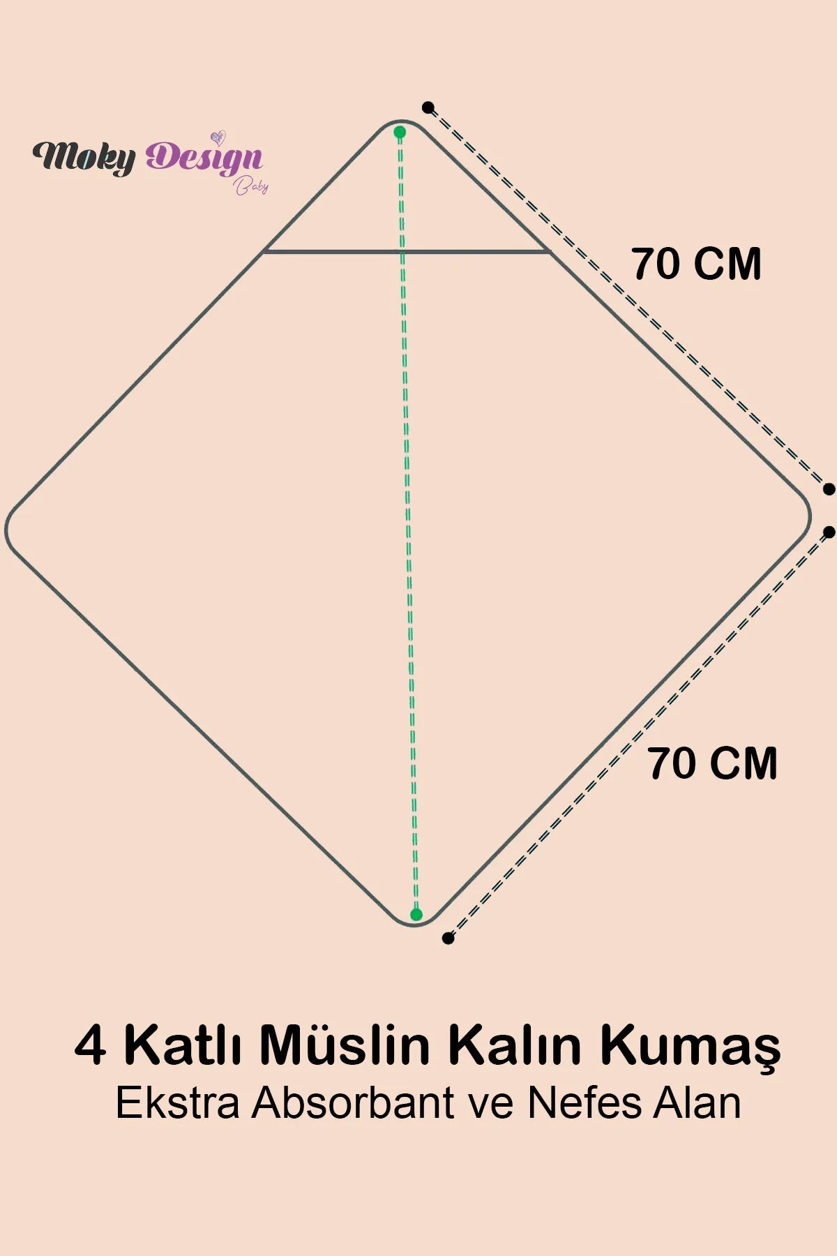 Yenidoğan Bebek Müslin Banyo Havlusu Kapüşonlu, 4 Katlı, Kalın, Yumuşak ve Emici %100 Pamuk