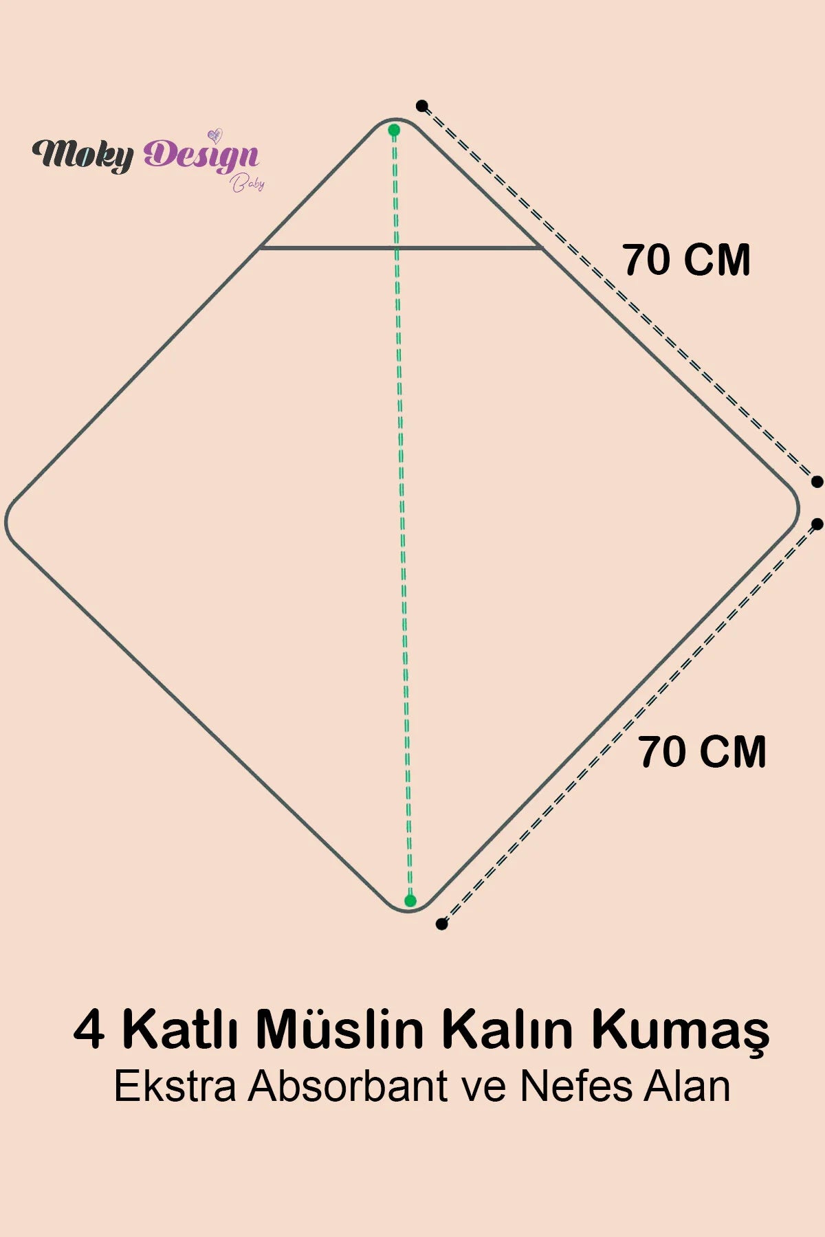 Yenidoğan Bebek Müslin Banyo Havlusu Kapüşonlu, 4 Katlı, Kalın, Yumuşak ve Emici %100 Pamuk