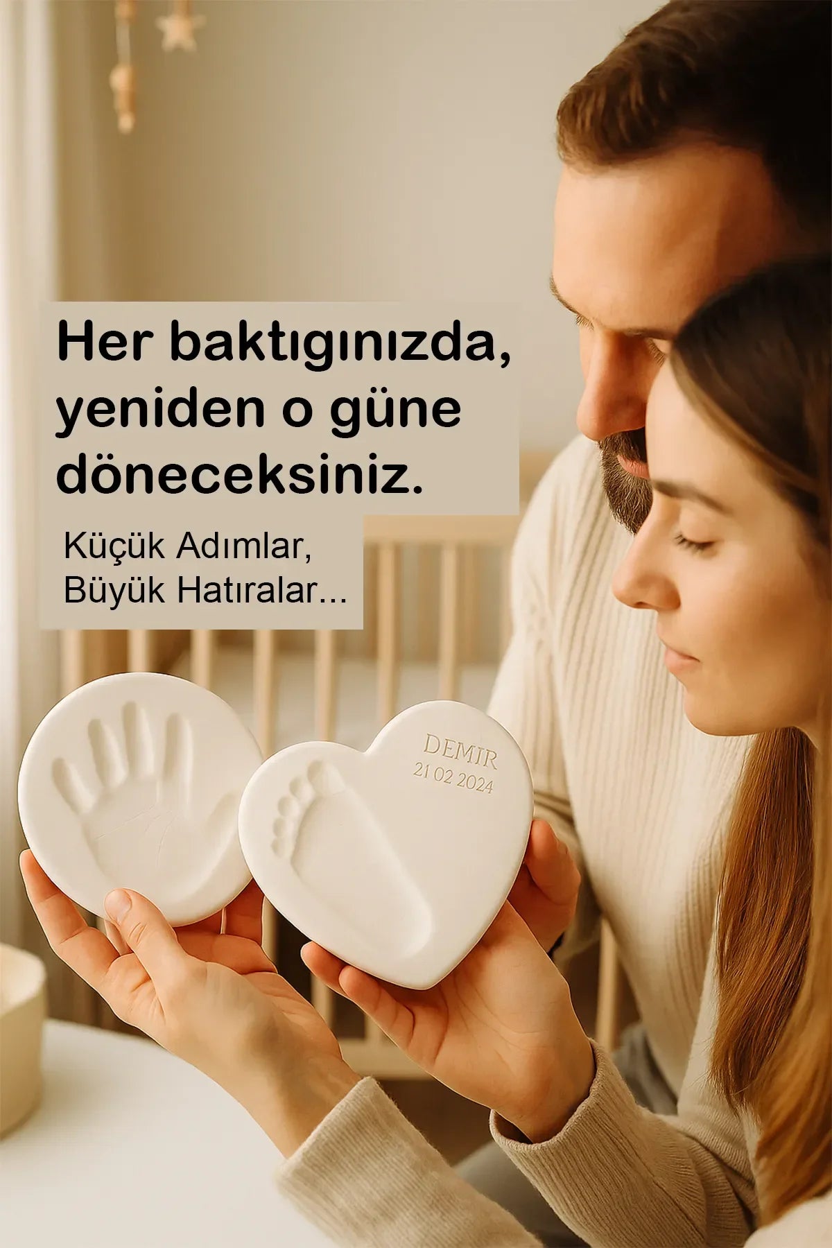 Yenidoğan El Ayak İzi Seti Anı Kiti, Kişiye Özel Kil Hatırası (2 Adet), Bebek ve Yeni Anne Hediyesi