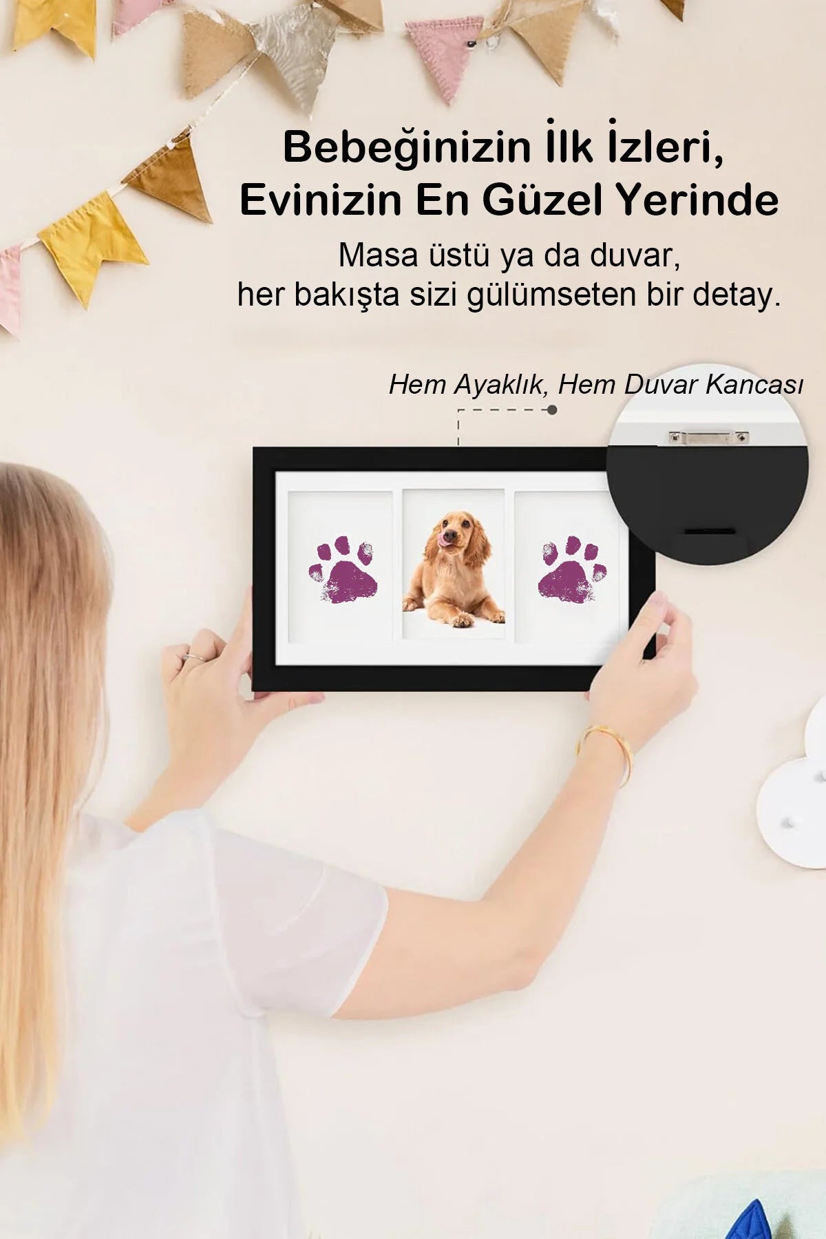 Bebek El Ayak İzi Seti, Erkek Kız Yenidoğan Bebek Hediyesi, Temaszız Mürekkep Baskı Seti (2 Adet)