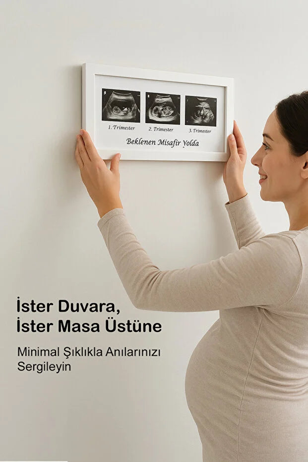 Bebek Ultrason Fotoğraf Çerçevesi 3'lü Triemester, Sonogram Anı Çerçevesi, Yeni Anne Hamile