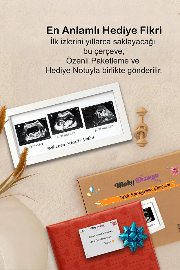 Bebek Ultrason Fotoğraf Çerçevesi 3'lü Triemester, Sonogram Anı Çerçevesi, Yeni Anne Hamile