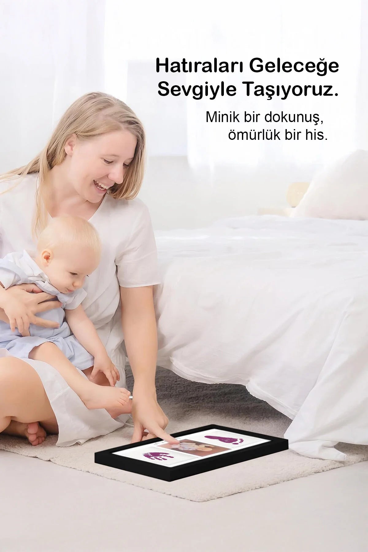 Bebek El Ayak İzi Seti, Erkek Kız Yenidoğan Bebek Hediyesi, Temaszız Mürekkep Baskı Seti (2 Adet)