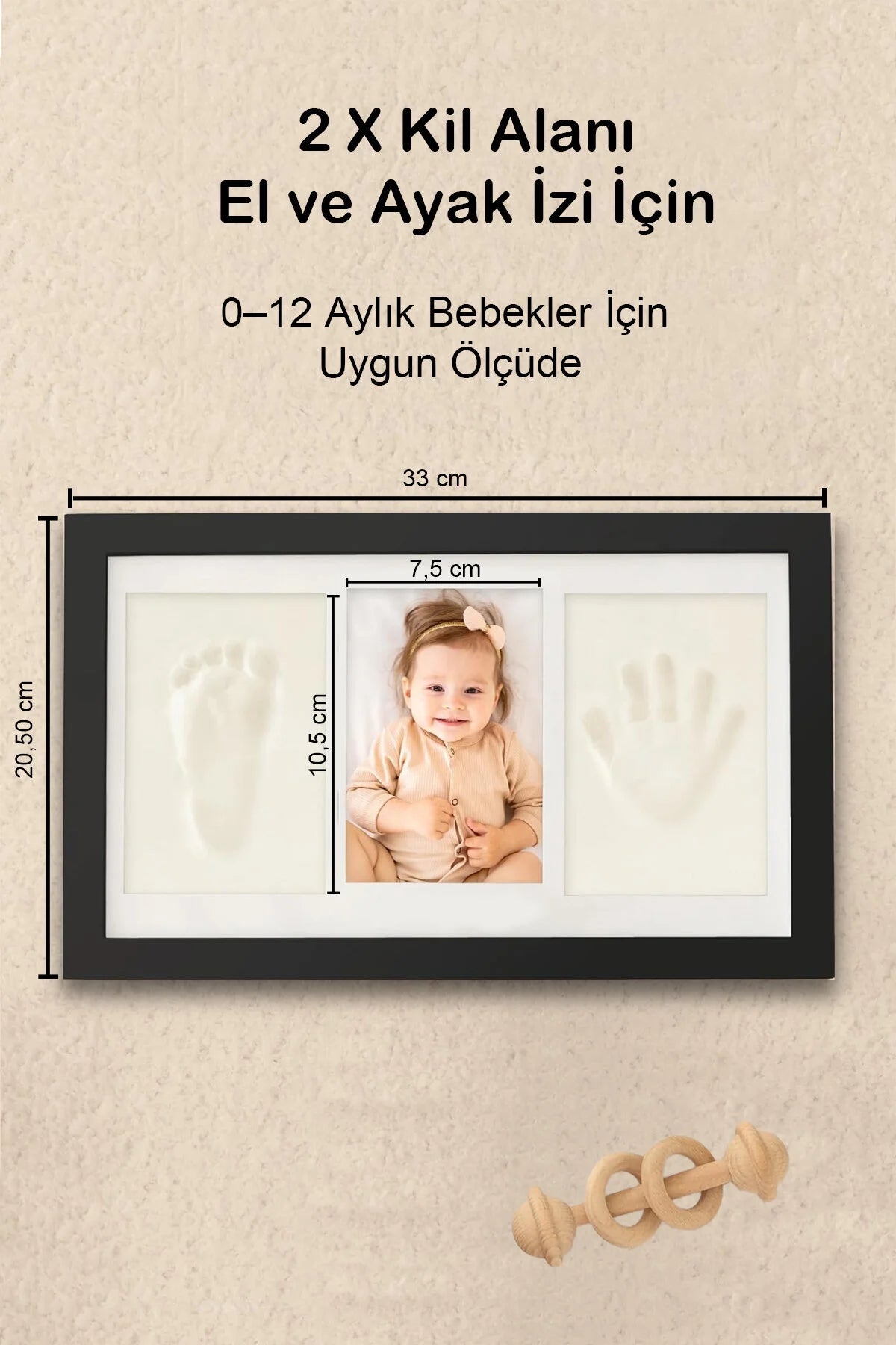 Bebek El Ayak İzi Seti – Kişiselleştirilebilir Kil Anı Çerçevesi | Yenidoğan Bebek Hediye ve Hatıra