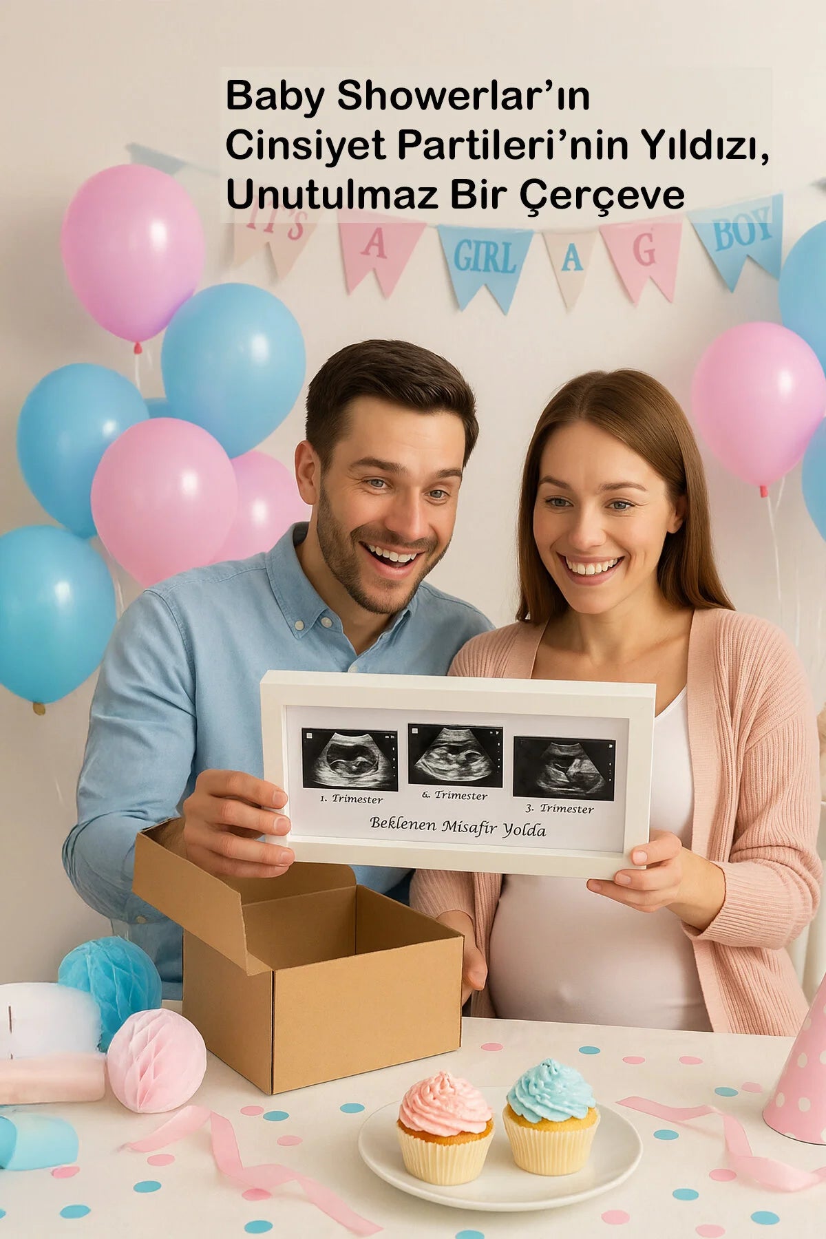 Bebek Ultrason Fotoğraf Çerçevesi 3'lü Triemester, Sonogram Anı Çerçevesi, Yeni Anne Hamile