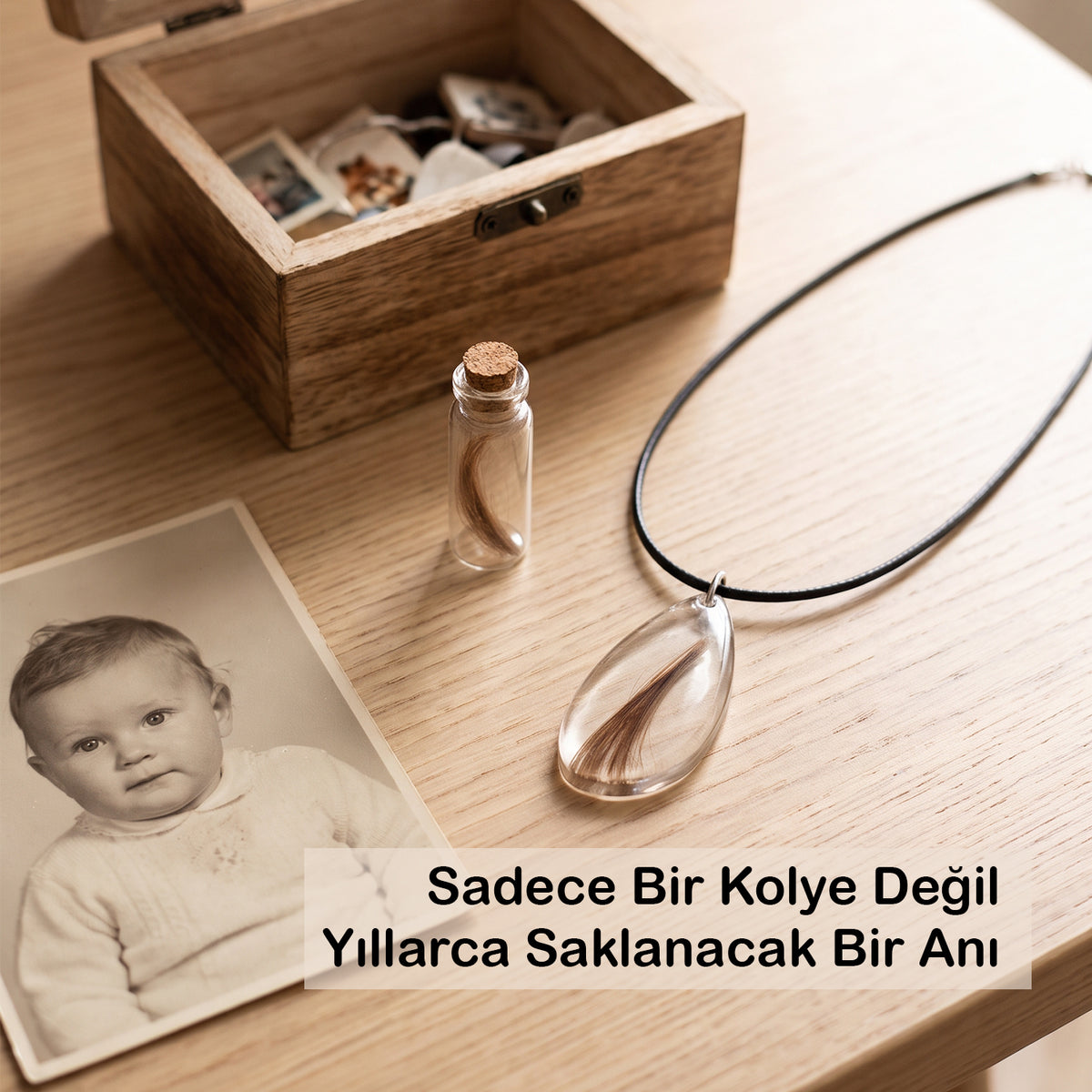 Bebek İlk Saç Saklama Kristal Kolye Anı Seti | En Az 10 Kolye | Yenidoğan Hatırası Anneye Hediye
