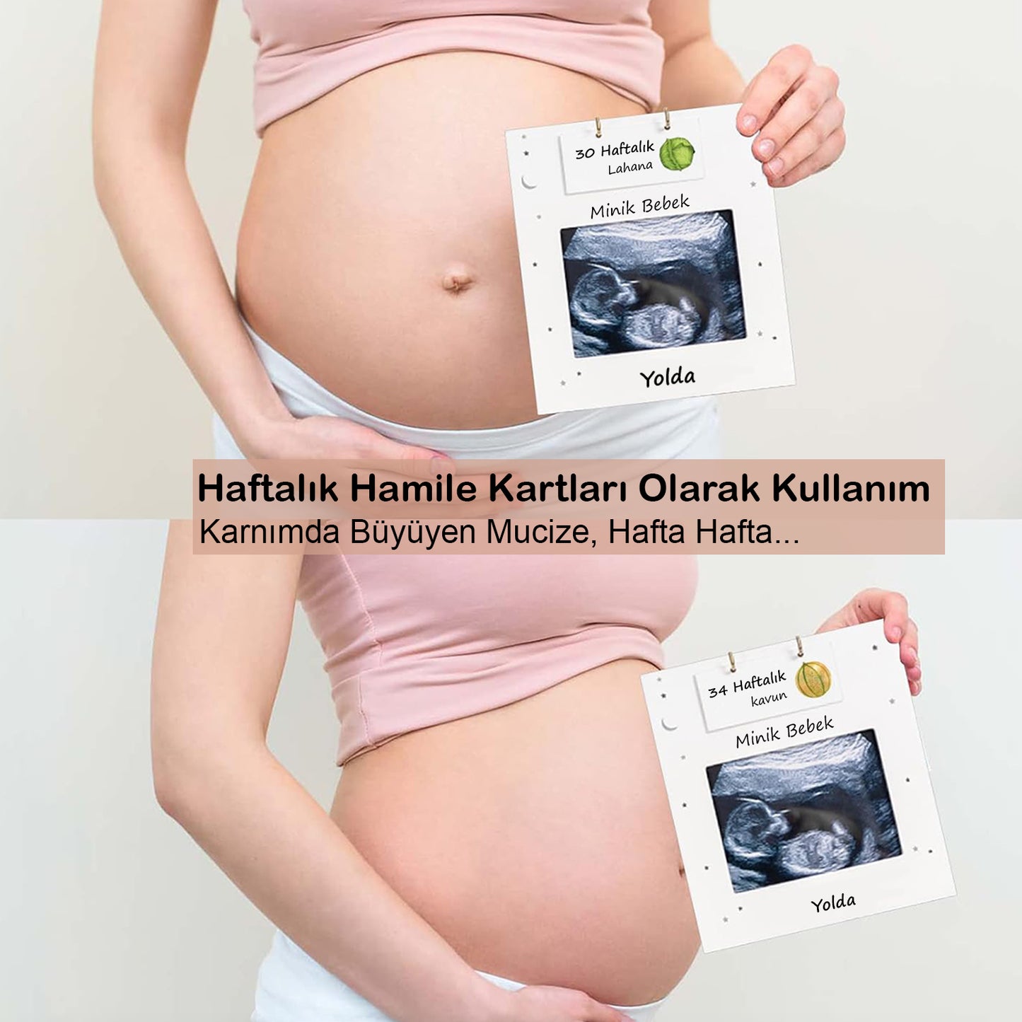 Ultrason Fotoğraf Çerçevesi | Haftalık Hamilelik Kartları | Hediyelik Gebelik Takibi Anı Çerçevesi