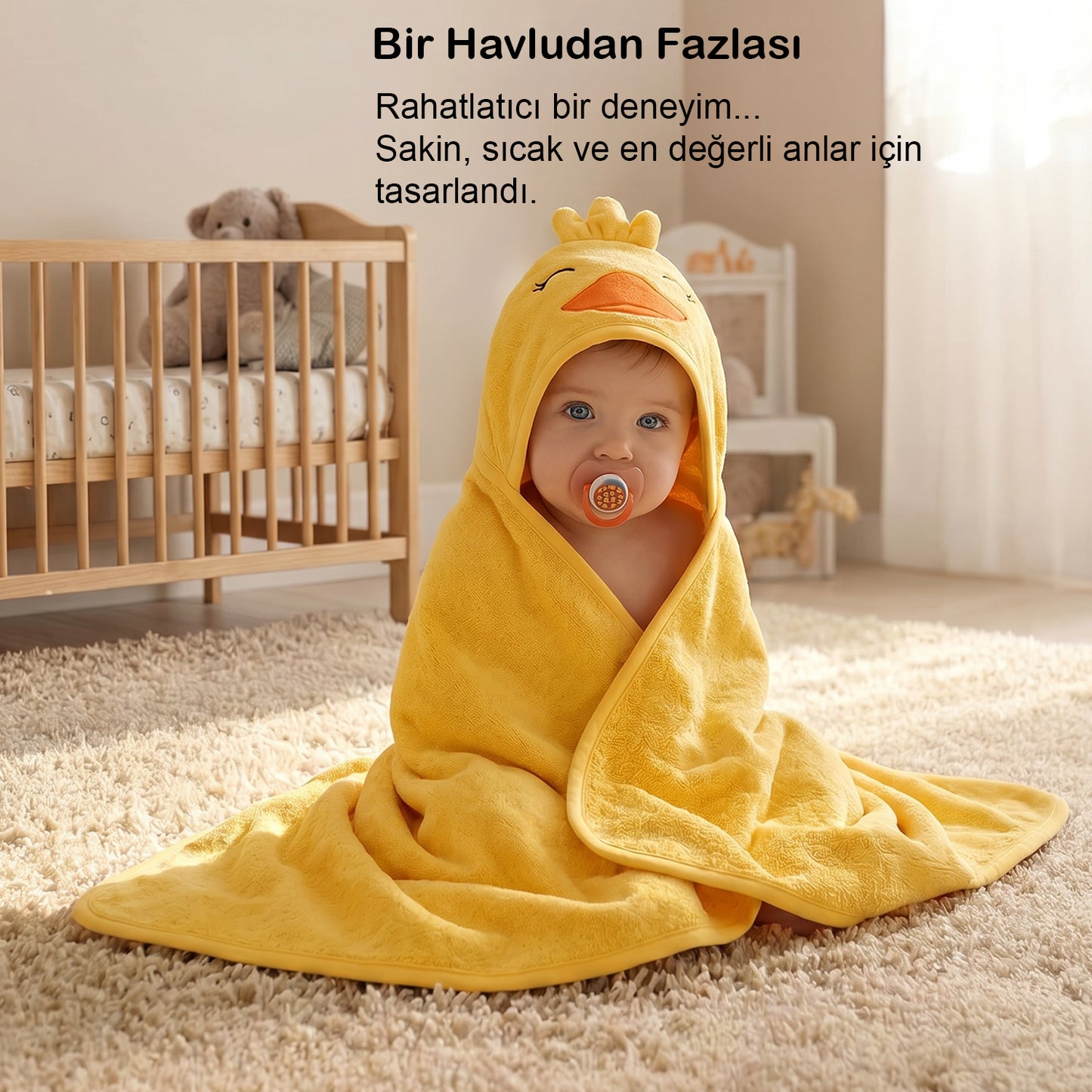 Moky Dizayn Yenidoğan Bebek Havlusu, Kapüşonlu Çocuk Banyo Deniz Plaj Havuz Havlu Bornoz, Pamuk, 140X70CM 0-5yaş