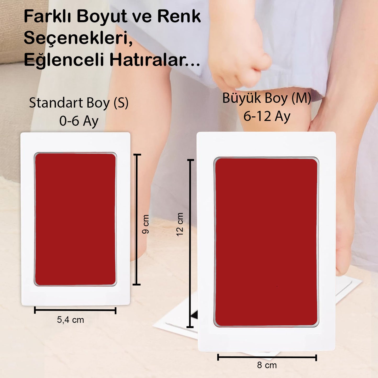 Kırmızı Bebek El Ayak İzi Seti, Temassız Mürekkep Baskı Kiti, Yenidoğan Kedi Köpek Pati Hediyelik