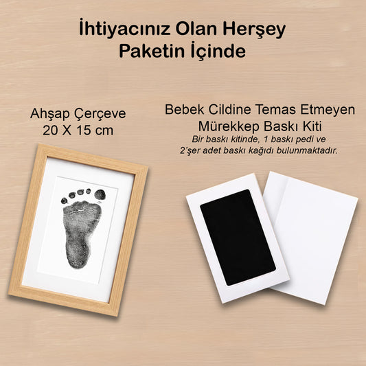 Bebek El Ayak İzi Seti, Mürekkepsiz Temassız Baskı Kiti ve Yeni Doğan Hediye Anı Çerçevesi