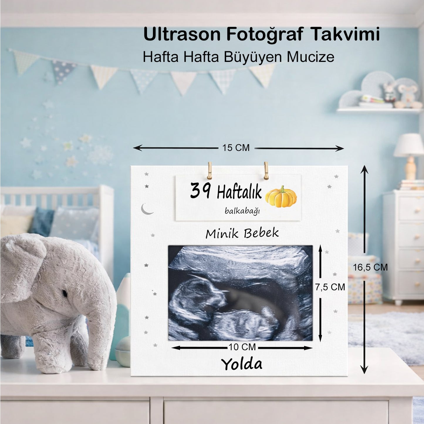 Ultrason Fotoğraf Çerçevesi | Haftalık Hamilelik Kartları | Hediyelik Gebelik Takibi Anı Çerçevesi