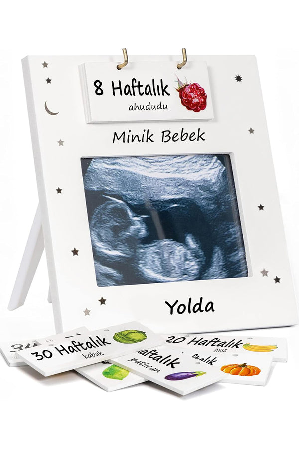 Ultrason Fotoğraf Çerçevesi | Haftalık Hamilelik Kartları | Hediyelik Gebelik Takibi Anı Çerçevesi