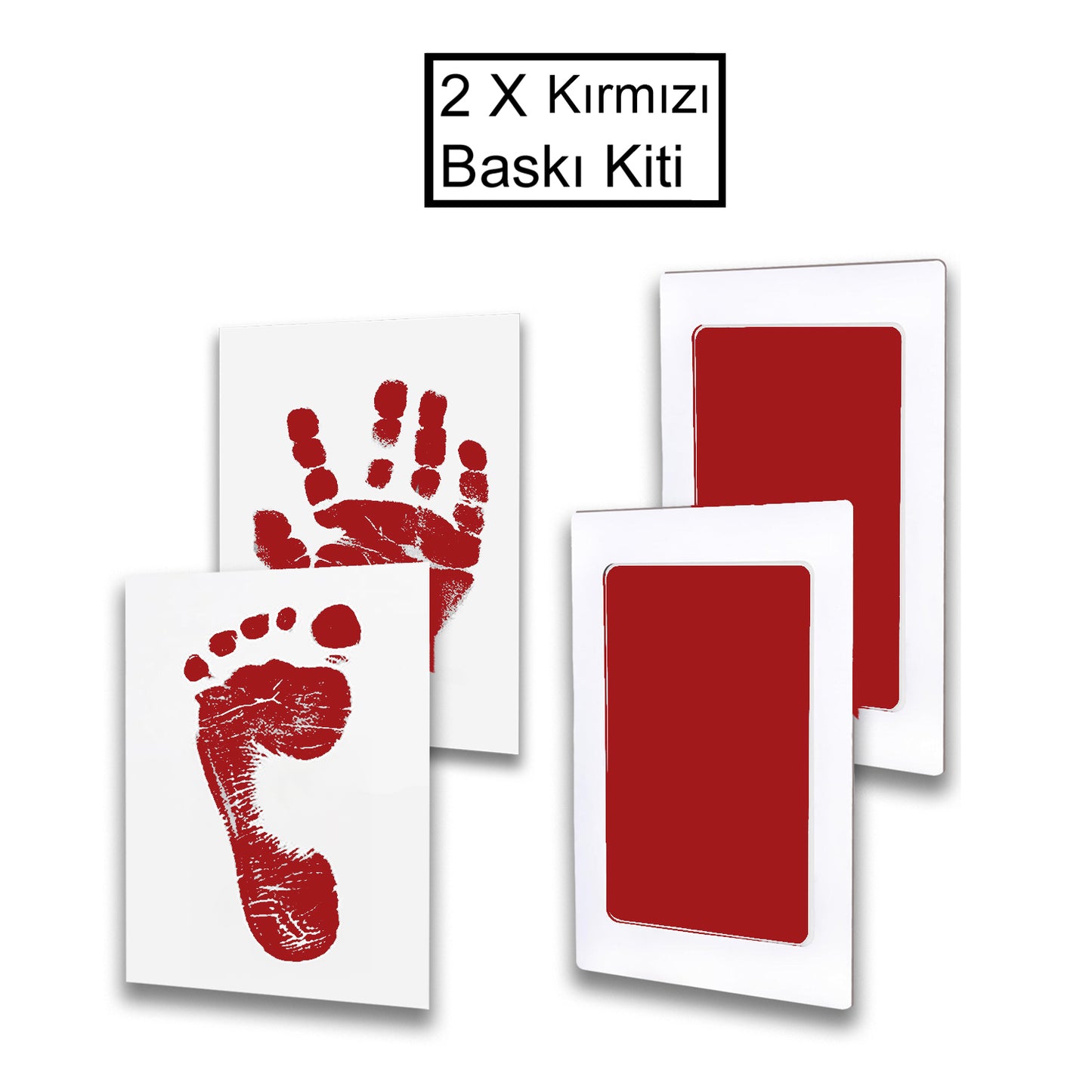 Kırmızı Bebek El Ayak İzi Seti, Temassız Mürekkep Baskı Kiti, Yenidoğan Kedi Köpek Pati Hediyelik
