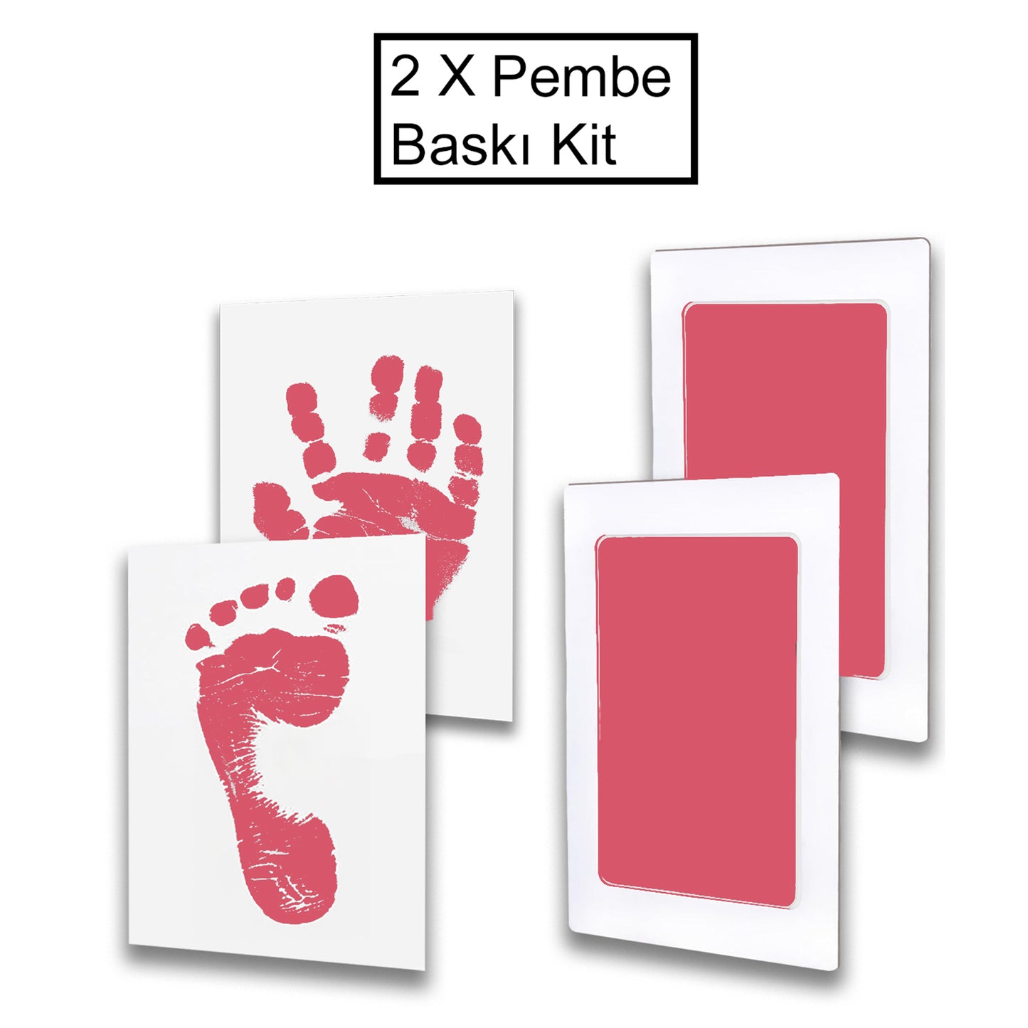 Pembe Temassız Bebek El ve Ayak İzi, Mürekkep & Pati Baskı Seti, Yeni Doğan Kız Bebek Hediyesi