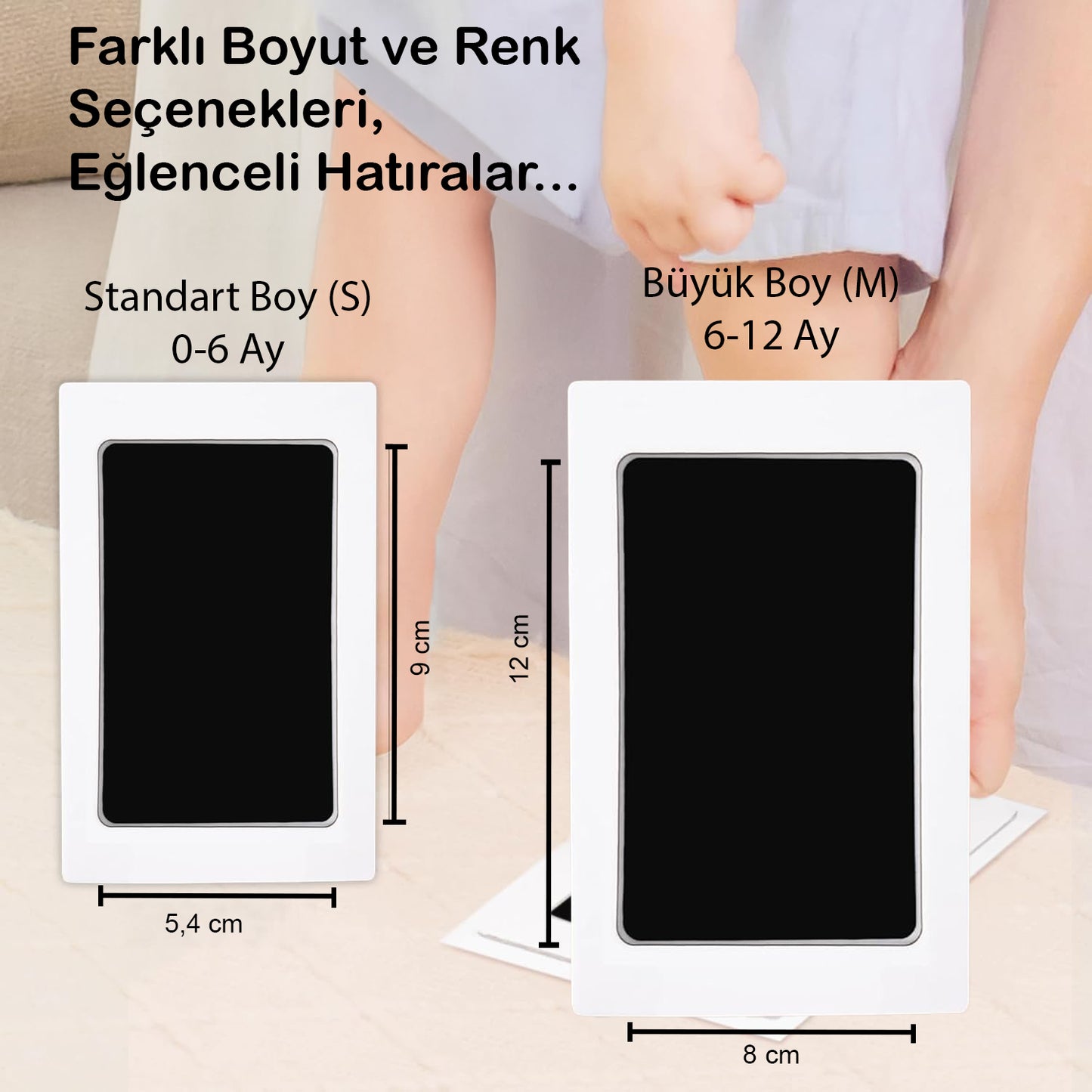 Bebek El Ayak İzi Çerçevesi | Temassız Mürekkepli Baskı Kiti, Yeni Doğan Bebek Hediyesi Anı Çerçeve