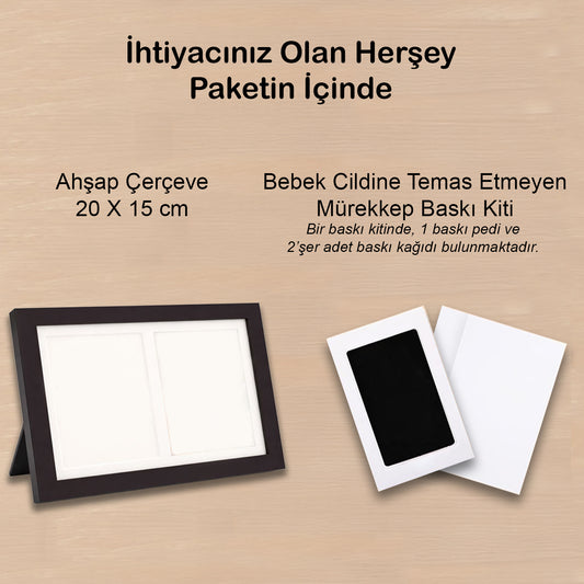 Bebek El Ayak İzi Seti Anı Çerçevesi, Mürekkepsiz Temassız Baskı Kiti ve Yeni Doğan Hediye