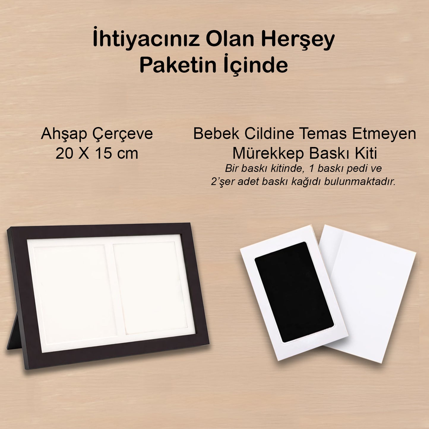 Bebek El Ayak İzi Seti Anı Çerçevesi, Mürekkepsiz Temassız Baskı Kiti ve Yeni Doğan Hediye