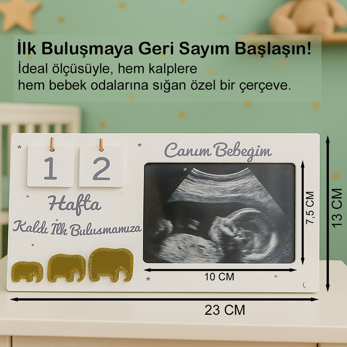 Ultrason Geri Sayım Çerçevesi| Hamile Hediyelik, 40 Hafta Hamilelik Takvimi, İlk Fotoğrafım Sonogram