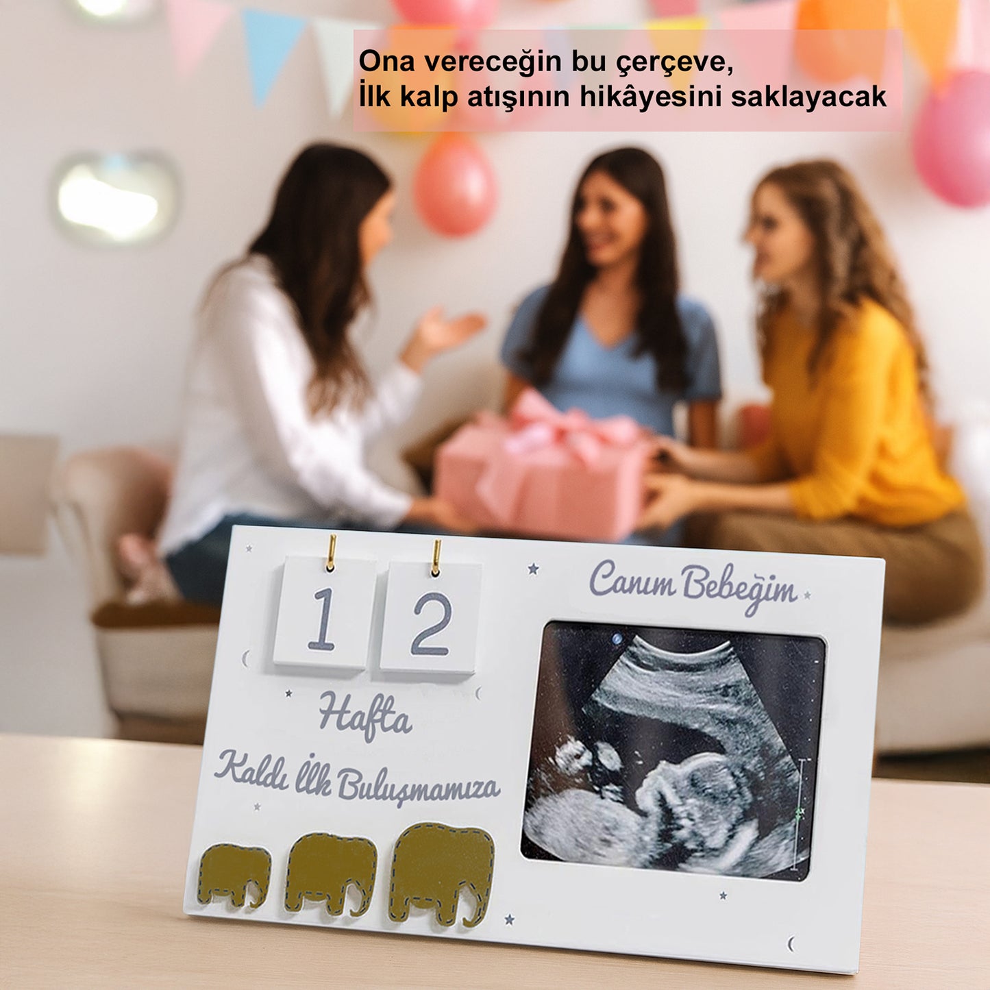 Ultrason Geri Sayım Çerçevesi| Hamile Hediyelik, 40 Hafta Hamilelik Takvimi, İlk Fotoğrafım Sonogram