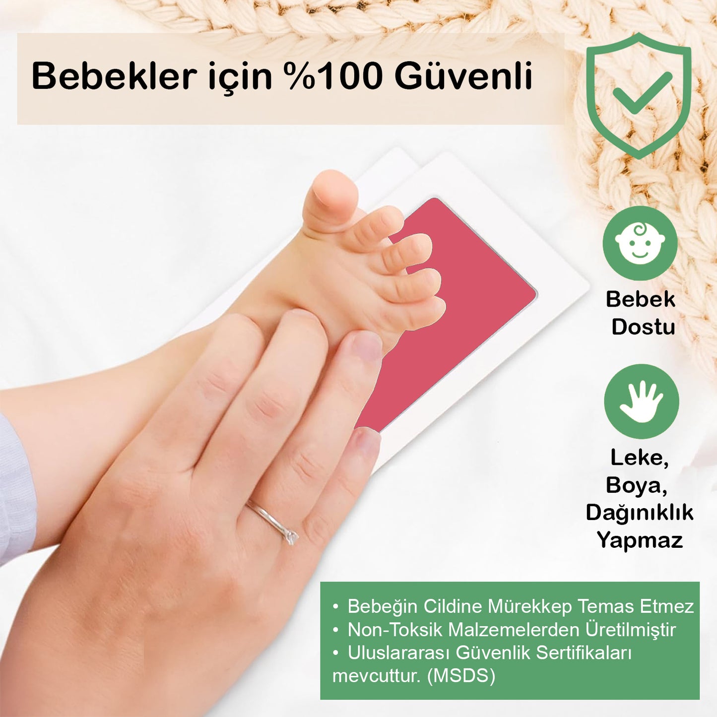 Pembe Temassız Bebek El ve Ayak İzi, Mürekkep & Pati Baskı Seti, Yeni Doğan Kız Bebek Hediyesi