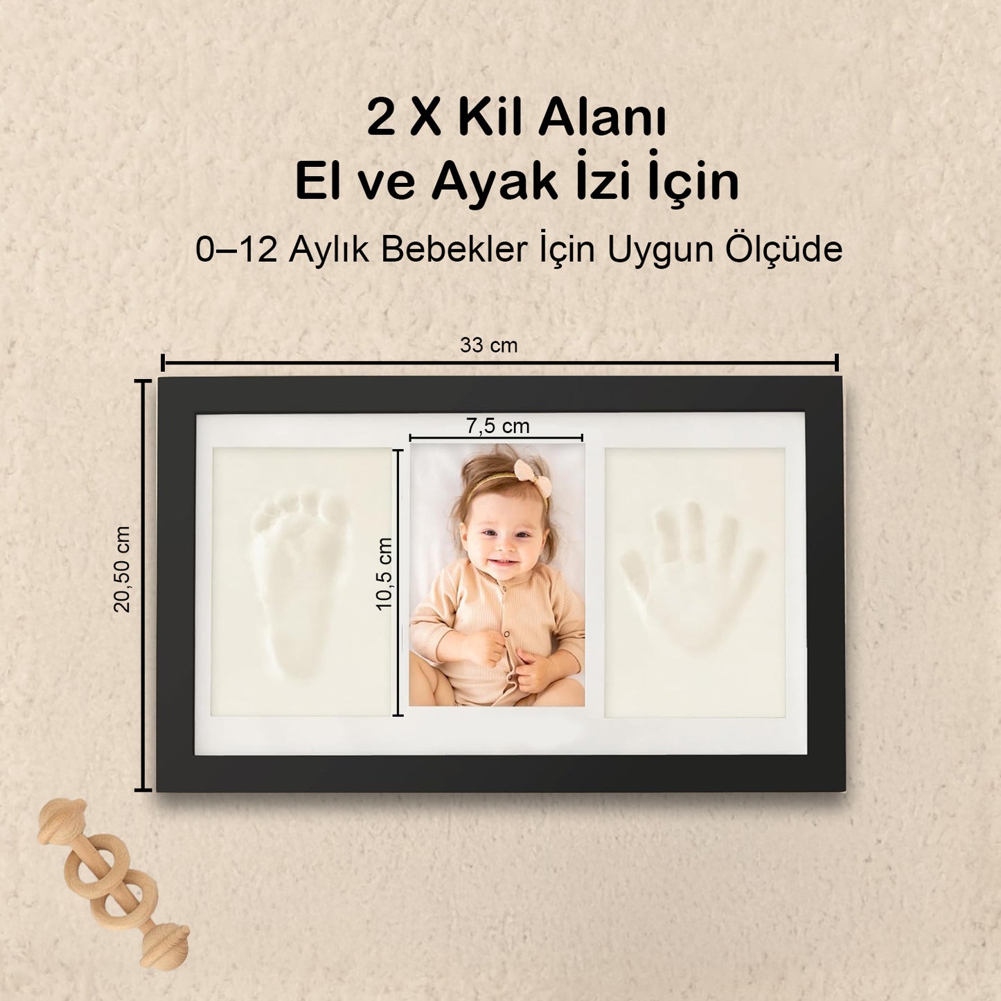 Bebek El Ayak İzi Seti – Kişiselleştirilebilir Kil Anı Çerçevesi | Yenidoğan Bebek Hediye ve Hatıra