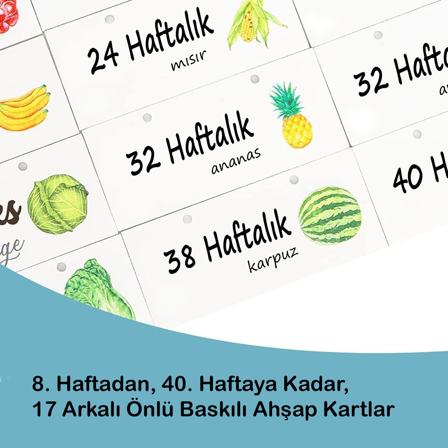 Ultrason Fotoğraf Çerçevesi | Haftalık Hamilelik Kartları | Hediyelik Gebelik Takibi Anı Çerçevesi