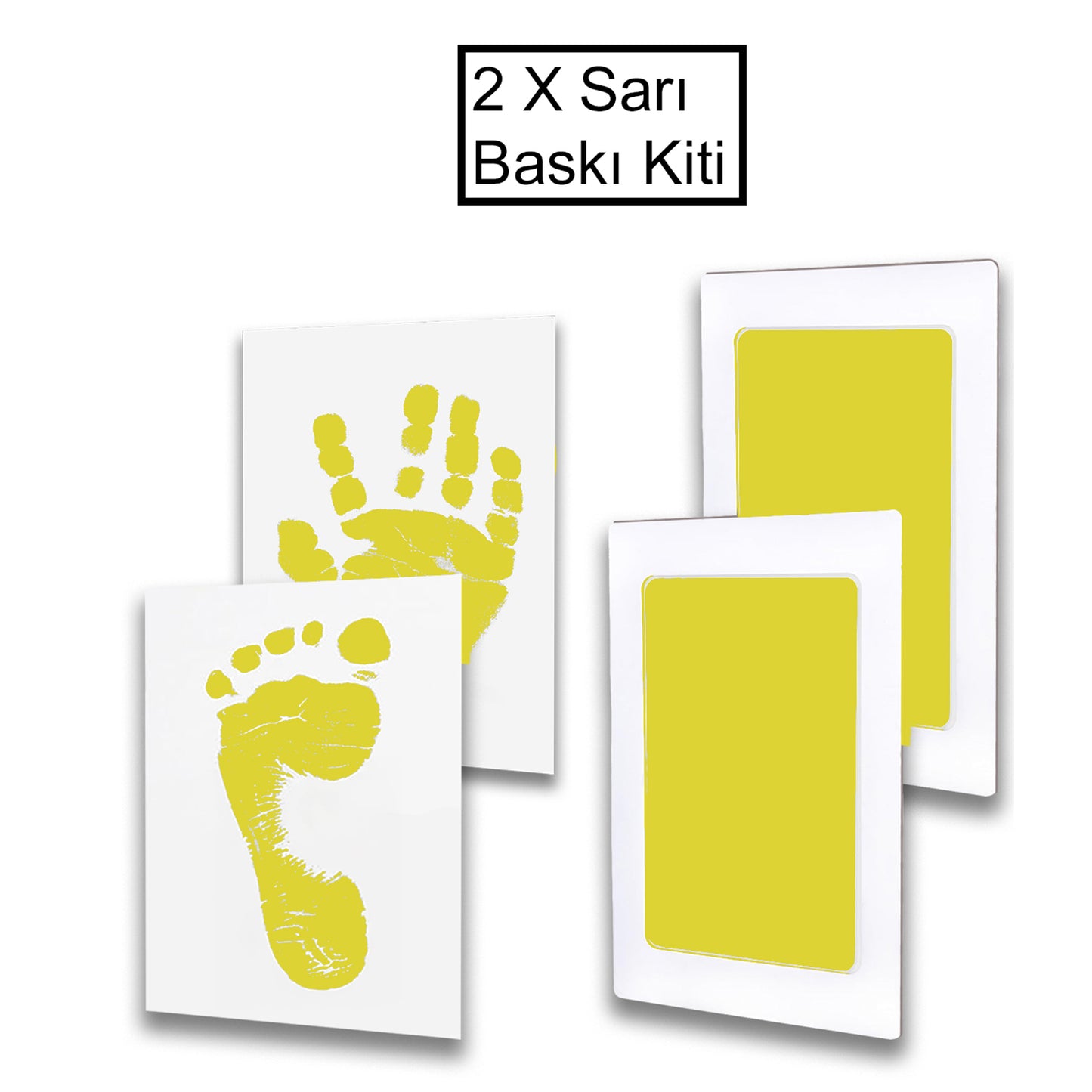 Sarı Mürekkepli Temassız Bebek El Ayak İzi Baskı Kiti, Baby Shower, Cinsiyet Partisi Hediyeleri