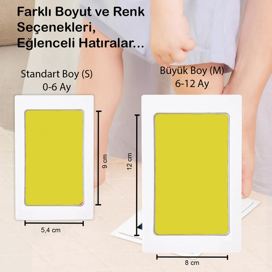 Sarı-Lacivert Bebek El Ayak İzi Seti, Non-Toksik Baskı Kiti, Bebek Cildine Mürekkep Temas Etmez