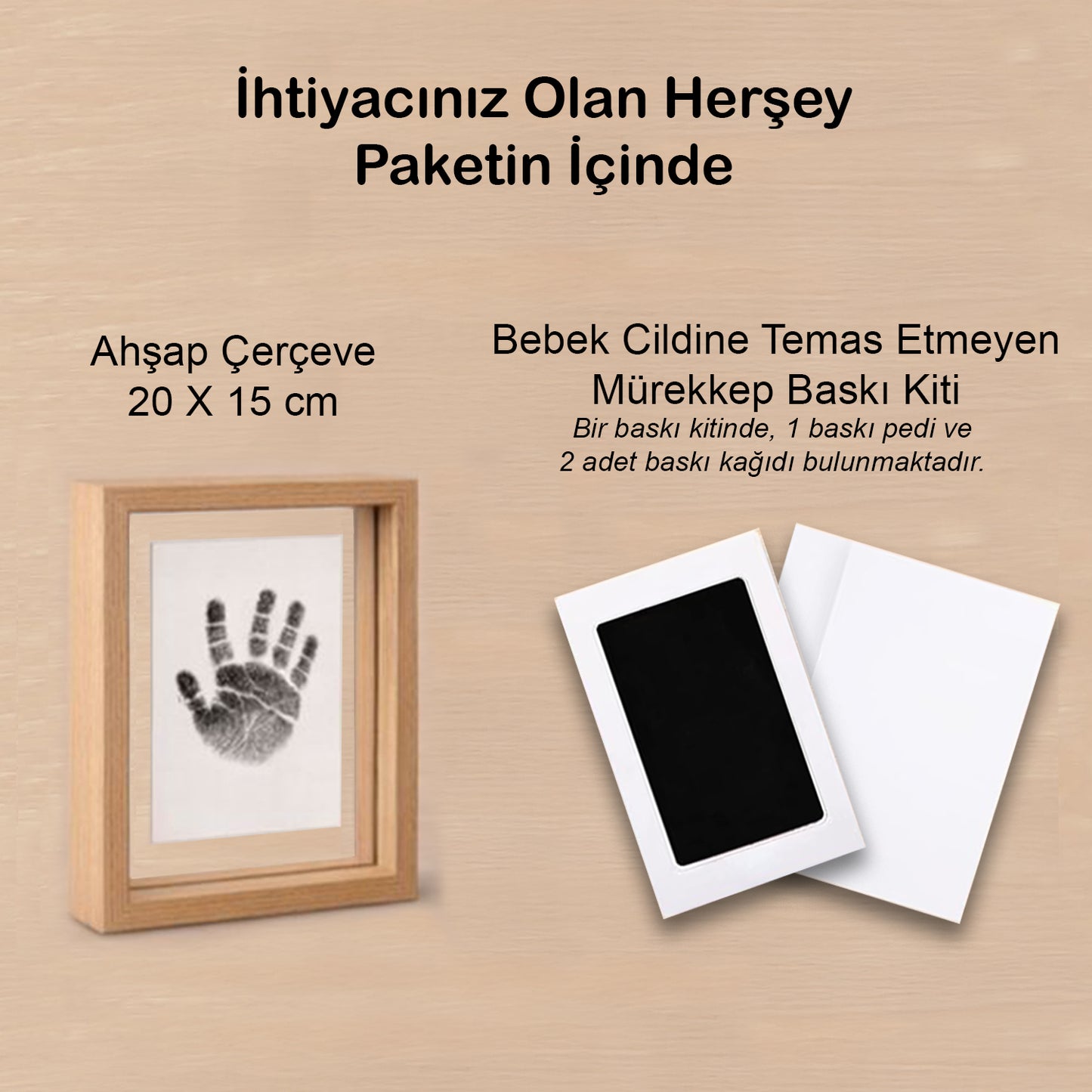 Bebek El Ayak İzi Seti, Mürekkepsiz Temassız Güvenli Baskı Kiti ve Yeni Doğan Hediye Anı Çerçevesi