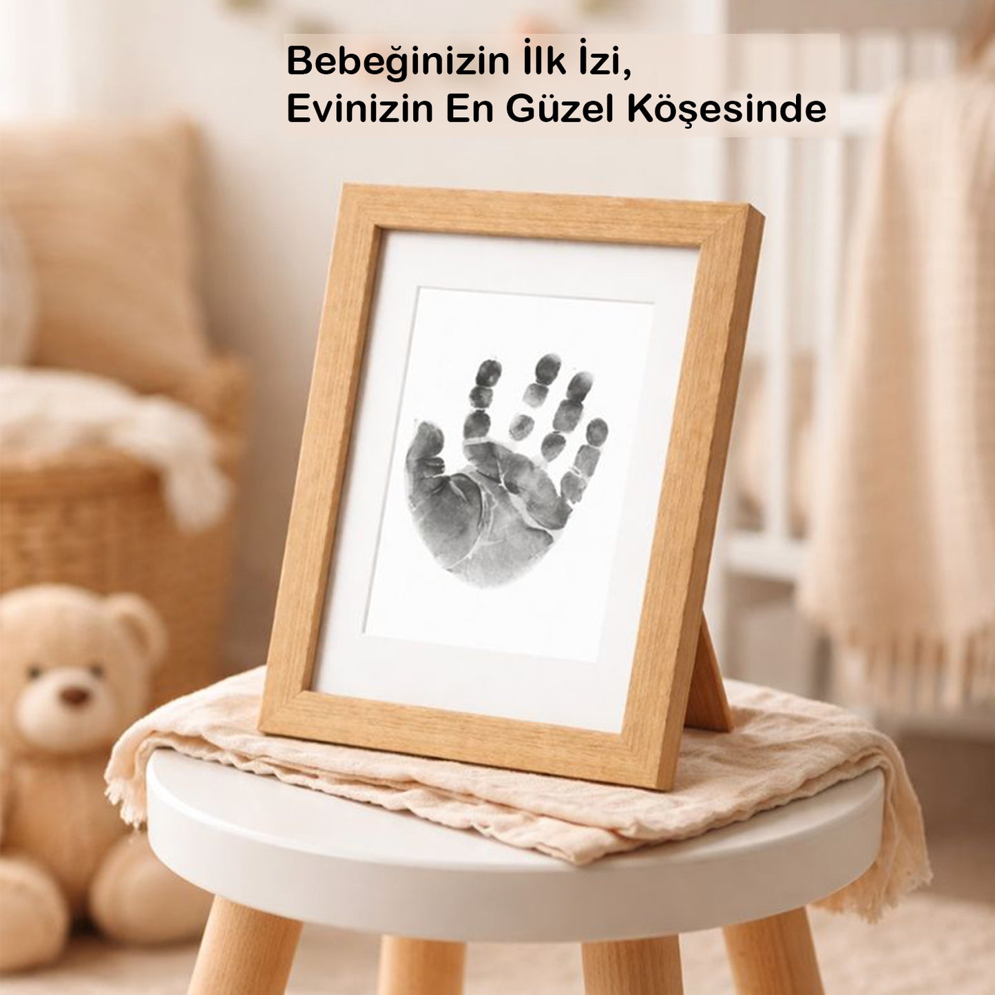 Bebek El Ayak İzi Seti, Mürekkepsiz Temassız Baskı Kiti ve Yeni Doğan Hediye Anı Çerçevesi