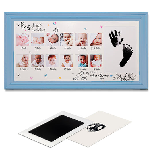Bebek İlk Yıl Fotoğraf Anı Çerçevesi (38x23cm), Aylık Konsept Resimler ve Erkek Yenidoğan Hediyesi