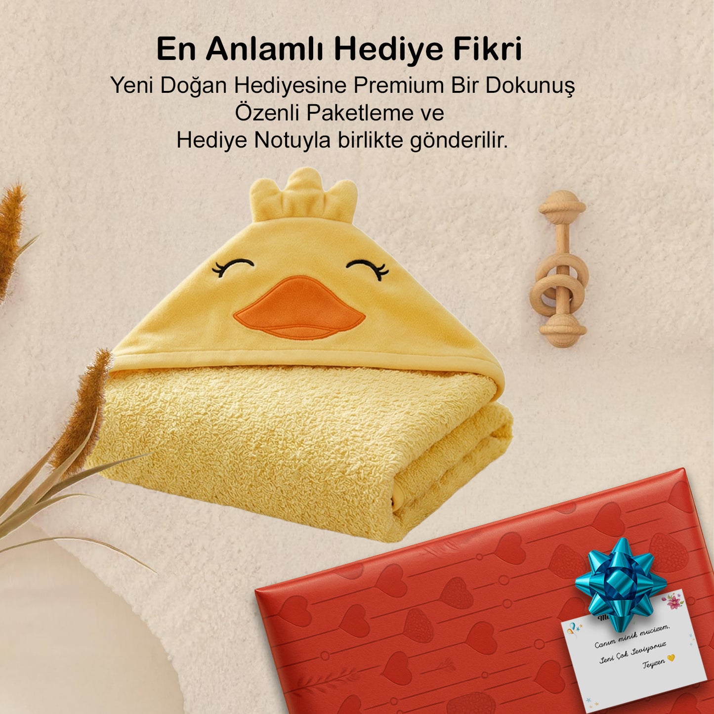 Moky Dizayn Yenidoğan Bebek Havlusu, Kapüşonlu Çocuk Banyo Deniz Plaj Havuz Havlu Bornoz, Pamuk, 140X70CM 0-5yaş